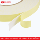  EBK7x - Băng keo 2 mặt xốp vàng - Độ dài 5m - Nhiều size 