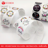  ESCxx - Cuộn Sticker Thank You tròn - Nhiều thiết kế - 2.5cm - [500 tem/cuộn] 