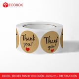  ESC03 - Cuộn Sticker Thank You tròn - Một thiết kế - 2.5cm - [500 tem/cuộn] 