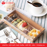  EFHP7N - Hộp giấy kraft thực phẩm - Nắp PET - Nâu - 19.5x9x6 cm 