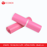  ET4HP2 - 28x42 cm - Combo 100 túi nilon niêm phong đóng hàng - 2 lớp - Hồng phấn 