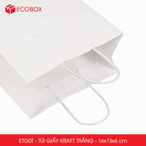  ETG0T - 16x13x6 cm - Combo 25 Túi Giấy Kraft Màu Trắng 