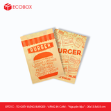  EFT21C - Túi giấy đựng burger - Vàng - In cam - "Nguyên liệu" - 20x13.5x5.5 cm 