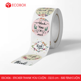  ESCK06 - Cuộn Sticker Thank You tròn - Nhiều thiết kế - 2.5cm - [500 tem/cuộn] 