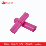  ET4HS2 - 28x42 cm - Combo 100 túi nilon niêm phong đóng hàng - 2 lớp - Hồng cánh sen 