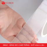  EBK6C - Băng keo 2 mặt trắng - Khổ 4,8cm x 8m 