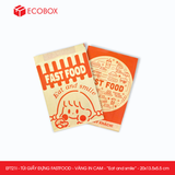  EFT21I - Túi giấy đựng fastfood - Vàng - In cam - "Eat and Smile" - 20x13.5x5.5 cm 
