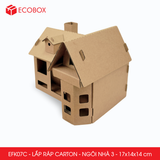  EFK07C - Nhà giấy lắp ráp bằng carton - Mẫu 3 - 17x14x14 cm 