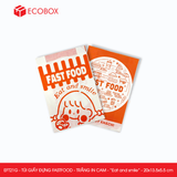  EFT21G - Túi giấy đựng fastfood - Trắng - In cam - "Eat and Smile" - 20x13.5x5.5 cm 