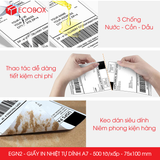  EGN2 - Giấy in nhiệt tự dính A7 - 500 tờ/ xấp - 75x100 mm 