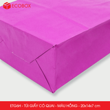  ETG6H - 20x14x7 cm - Combo 25 túi giấy có quai màu hồng 