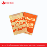  EFT21A - Túi giấy đựng burger - Vàng - In cam - "Best in town" - 20x13.5x5.5 cm 