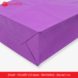  ETG6P - 20x14x7 cm - Túi giấy có quai màu tím purple 
