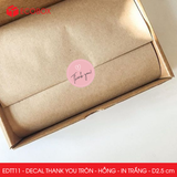  EDTT11 - Combo 50 decal Thank You tròn - Hồng - In trắng đen - 2.5cm [50 cái/pack] 