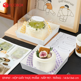  EFHP6T - Hộp giấy kraft thực phẩm - Nắp PET - Trắng - 14.5x13x6 cm 