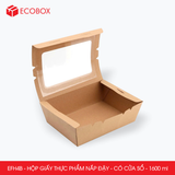  EFH4B - Hộp giấy kraft thực phẩm - Nắp đậy có cửa sổ - Nâu - 1600ml 
