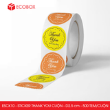  ESCK10 - Cuộn Sticker Thank You tròn - Nhiều thiết kế - 2.5cm - [500 tem/cuộn] 