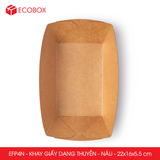 EFP4N - Khay giấy kraft dáng thuyền đựng thực phẩm - 22x16x5.5 cm 