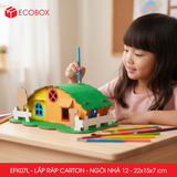  EFK07L - Nhà giấy lắp ráp bằng carton - Mẫu 12 - 22x15x7 cm 