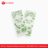  EFT1T4X - Túi bánh mì trắng in xanh lá - "Best street food" - 24x9.5x4.5 cm 