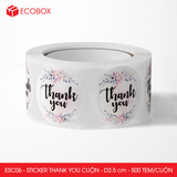  ESC06 - Cuộn Sticker Thank You tròn - Một thiết kế - 2.5cm - [500 tem/cuộn] 