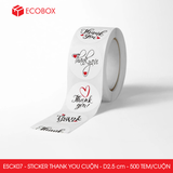  ESCK07 - Cuộn Sticker Thank You tròn - Nhiều thiết kế - 2.5cm - [500 tem/cuộn] 