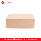  E51 - 20x18x8 cm - Combo 25 Hộp Carton Trơn Nắp Gài 