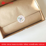  EDTT05 - Combo 50 decal Thank You tròn - Trắng - In nhiều màu - 2.5cm [50 cái/pack] 