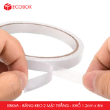  EBK6A - Băng keo 2 mặt trắng - Khổ 1,2cm x 8m 