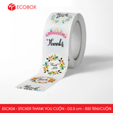  ESCK04 - Cuộn Sticker Thank You tròn - Nhiều thiết kế - 2.5cm - [500 tem/cuộn] 