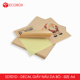  EDT01D - Decal giấy da bò A4 - 50 tờ/ xấp 