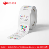  ESCxx - Cuộn Sticker Thank You tròn - Nhiều thiết kế - 2.5cm - [500 tem/cuộn] 