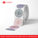  ESCxx - Cuộn Sticker Thank You tròn - Nhiều thiết kế - 2.5cm - [500 tem/cuộn] 