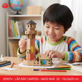  EFK07V - Nhà giấy lắp ráp bằng carton - Mẫu 22 - 19x10x29 cm 