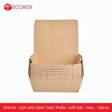  EFHD3N - Combo 25 hộp giấy kraft thực phẩm - Nắp đậy - Nâu - 1200 ml 