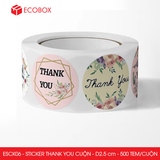  ESCK06 - Cuộn Sticker Thank You tròn - Nhiều thiết kế - 2.5cm - [500 tem/cuộn] 