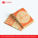  EFT21I - Túi giấy đựng fastfood - Vàng - In cam - "Eat and Smile" - 20x13.5x5.5 cm 