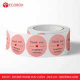  ESC07 - Cuộn Sticker Thank You tròn - Một thiết kế - 2.5cm - [500 tem/cuộn] 