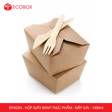  EFHG2N - Combo 25 hộp giấy kraft thực phẩm - Nắp gài - Nâu - 1000 ml 