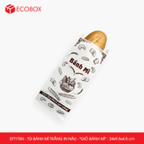  EFT1T5N - Combo 100 túi bánh mì trắng in nâu - "Giỏ bánh mì" - 24x9.5x4.5 cm 
