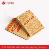  EFT21C - Túi giấy đựng burger - Vàng - In cam - "Nguyên liệu" - 20x13.5x5.5 cm 