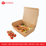  EFHD2N - Hộp giấy kraft thực phẩm - Nắp đậy - Nâu - 900 ml 