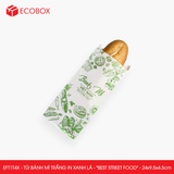  EFT1T4X - Túi bánh mì trắng in xanh lá - "Best street food" - 24x9.5x4.5 cm 