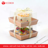  EFHPxN - Hộp giấy kraft thực phẩm - Nắp PET - Nâu - Nhiều size 