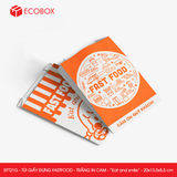  EFT21G - Túi giấy đựng fastfood - Trắng - In cam - "Eat and Smile" - 20x13.5x5.5 cm 