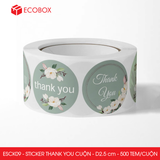  ESCK09 - Cuộn Sticker Thank You tròn - Nhiều thiết kế - 2.5cm - [500 tem/cuộn] 