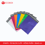  ET4HP2 - 28x42 cm - Combo 100 túi nilon niêm phong đóng hàng - 2 lớp - Hồng phấn 