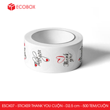  ESCK07 - Cuộn Sticker Thank You tròn - Nhiều thiết kế - 2.5cm - [500 tem/cuộn] 