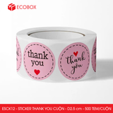 ESCK12 - Cuộn Sticker Thank You tròn - Nhiều thiết kế - 2.5cm - [500 tem/cuộn] 