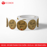  ESC02 - Cuộn Sticker Thank You tròn - Một thiết kế - 2.5cm - [500 tem/cuộn] 